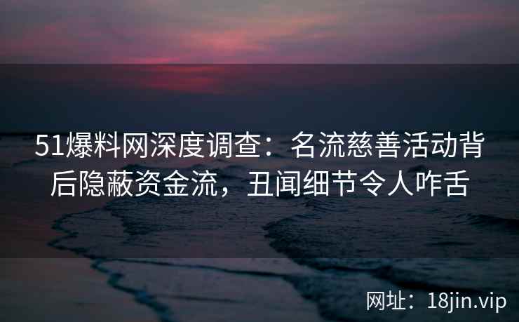 51爆料网深度调查：名流慈善活动背后隐蔽资金流，丑闻细节令人咋舌